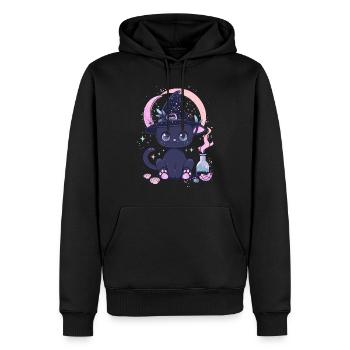 Chat Kawaii Sorcière Pastel Goth Halloween - Sweat à capuche Premium bio Homme - noir - Devant - Nico (187cm)