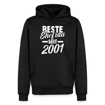 Meilleure épouse de la Saint-Valentin depuis 2001 - Sweat à capuche Premium bio Homme - noir - Devant - Nico (187cm)