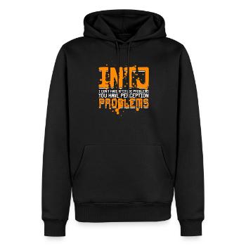 Problèmes de percetprion INTJ - Sweat à capuche Premium bio Homme - noir - Devant - Nico (187cm)