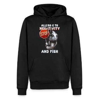 Allergie au poisson allergique à la négativité et au poisson - Sweat à capuche Premium bio Homme - noir - Devant - Nico (187cm)