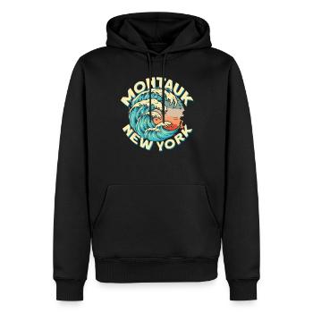 Montauk New York Design - Men’s Premium Organic Hoodie - black - Front - Nico (187cm)
