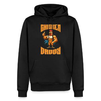 Ein lustiger Chicken Daddy Bodybuilder Fitness - Männer Premium Bio Hoodie - Schwarz - Vorne - Nico (187cm)