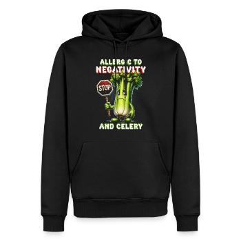 Allergie au céleri allergique à la négativité et au céleri - Sweat à capuche Premium bio Homme - noir - Devant - Nico (187cm)