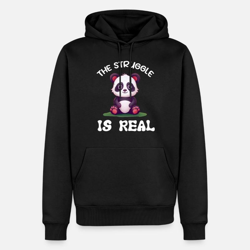 Panda Pandabär Lustig - Männer Premium Bio Hoodie - Schwarz