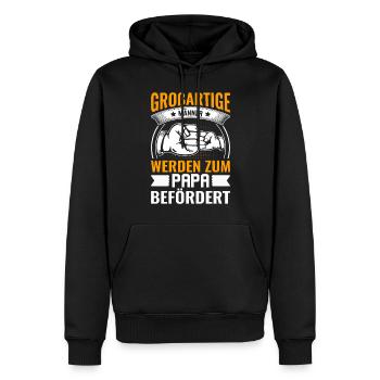 De grands hommes sont promus au rang de papa - Va - Sweat à capuche Premium bio Homme - noir - Devant - Nico (187cm)