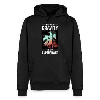Drôle de dicton de parkour - Sweat à capuche Premium bio Homme - noir - Devant - Nico (187cm)