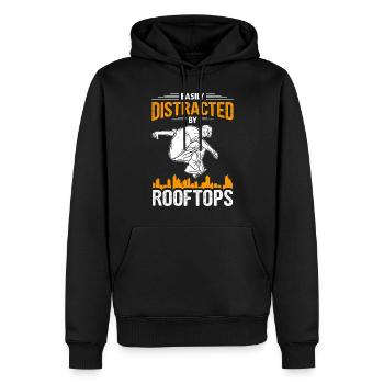 Drôle de dicton de parkour - Sweat à capuche Premium bio Homme - noir - Devant - Nico (187cm)