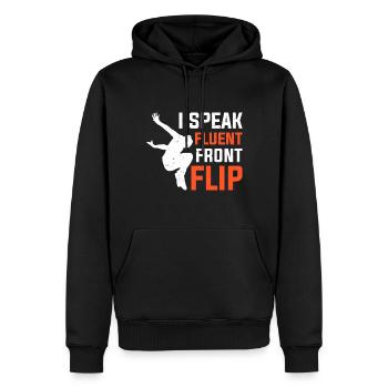 Drôle de dicton de parkour - Sweat à capuche Premium bio Homme - noir - Devant - Nico (187cm)