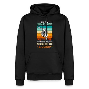 Drôle de dicton de parkour - Sweat à capuche Premium bio Homme - noir - Devant - Nico (187cm)