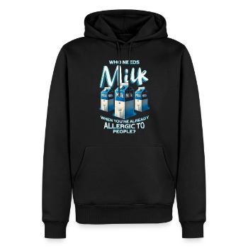 Allergie au lait qui a besoin de lait - Sweat à capuche Premium bio Homme - noir - Devant - Nico (187cm)