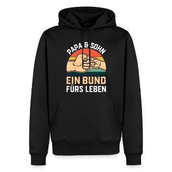 Vatertag Ideen - Papa & Sohn ein Bund fürs Leben - Männer Premium Bio Hoodie - Schwarz - Vorne - Nico (187cm)