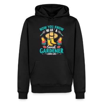 Gardener - Now you know what a great gardener look - Männer Premium Bio Hoodie - Schwarz - Vorne - Nico (187cm)