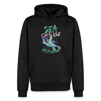 Turtle Sea : Le changement, agissez maintenant - Sweat à capuche Premium bio Homme - noir - Devant - Nico (187cm)
