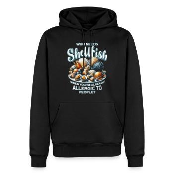 Meeresfrüchteallergie Who Needs Shellfish - Männer Premium Bio Hoodie - Schwarz - Vorne - Nico (187cm)
