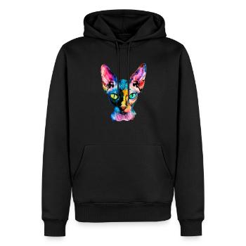 Sphynx illustration, funny sphynx cat - Männer Premium Bio Hoodie - Schwarz - Vorne - Nico (187cm)