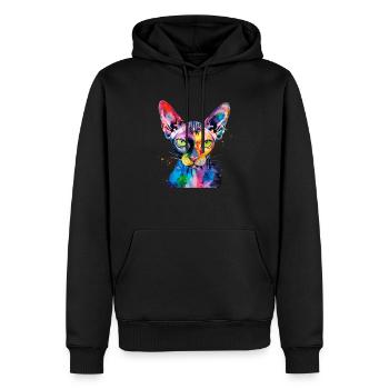 Sphynx illustration, funny sphynx cat - Männer Premium Bio Hoodie - Schwarz - Vorne - Nico (187cm)