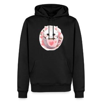 Loving Coffee Cat Kitten in Mug Cat Love - Männer Premium Bio Hoodie - Schwarz - Vorne - Nico (187cm)