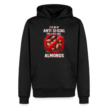 Allergie aux amandes Je suis juste anti-amandes - Sweat à capuche Premium bio Homme - noir - Devant - Nico (187cm)