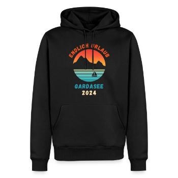 Gardasee Urlaub 2024 Lago Di Garda Italien Idee - Männer Premium Bio Hoodie - Schwarz - Vorne - Nico (187cm)