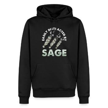 Purification spirituelle de plumes de sauge - Sweat à capuche Premium bio Homme - noir - Devant - Nico (187cm)