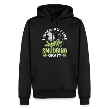 Purification spirituelle de plumes de sauge - Sweat à capuche Premium bio Homme - noir - Devant - Nico (187cm)