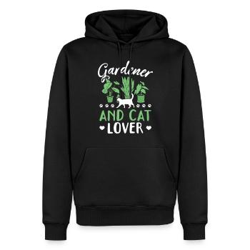 Jardinier amateur d’aménagement paysager et amoureux des chats - Sweat à capuche Premium bio Homme - noir - Devant - Nico (187cm)