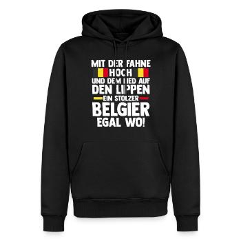 Belge Belgique - Sweat à capuche Premium bio Homme - noir - Devant - Nico (187cm)