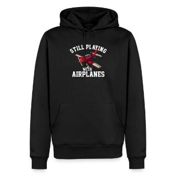 Still Playing With Airplanes RC Plane - Männer Premium Bio Hoodie - Schwarz - Vorne - Nico (187cm)