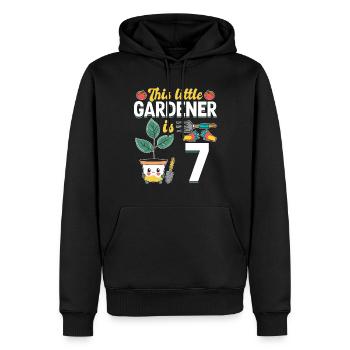Ce petit jardinier a 7 ans - Jardinier pour enfants - Sweat à capuche Premium bio Homme - noir - Devant - Nico (187cm)