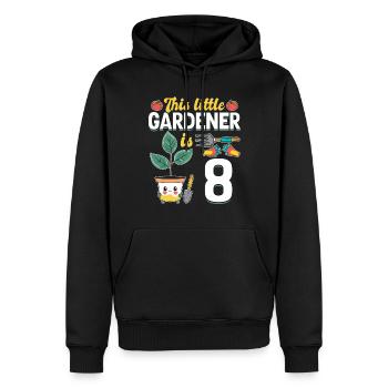 Ce petit jardinier a 8 ans - Jardinier pour enfants - Sweat à capuche Premium bio Homme - noir - Devant - Nico (187cm)