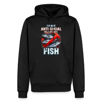 Allergie au poisson Je suis juste anti-poisson - Sweat à capuche Premium bio Homme - noir - Devant - Nico (187cm)
