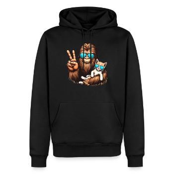 Lunettes de soleil Bigfoot et chat drôle cryptide - Sweat à capuche Premium bio Homme - noir - Devant - Nico (187cm)