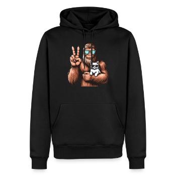 Lunettes de soleil Bigfoot et chat drôle cryptide - Sweat à capuche Premium bio Homme - noir - Devant - Nico (187cm)