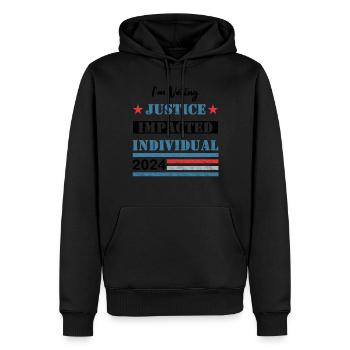Ich wähle - Von der Justiz betroffene Person - 2024 - Männer Premium Bio Hoodie - Schwarz - Vorne - Nico (187cm)