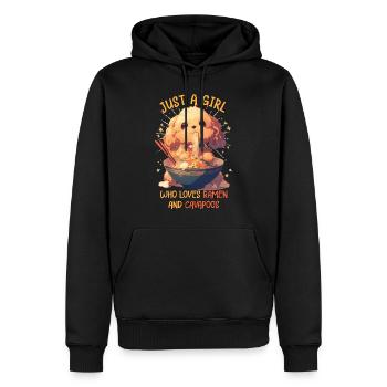 Juste une fille qui aime les ramen et le chien miso Cavapoos - Sweat à capuche Premium bio Homme - noir - Devant - Nico (187cm)