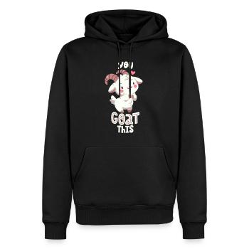 Ziegen-Wortwitz - Männer Premium Bio Hoodie - Schwarz - Vorne - Nico (187cm)