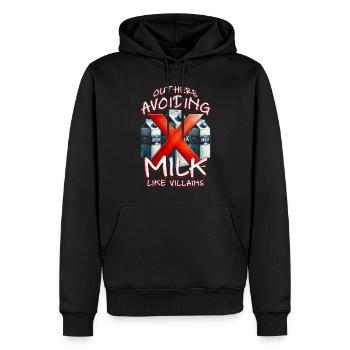 Allergie au lait ici : éviter le lait - Sweat à capuche Premium bio Homme - noir - Devant - Nico (187cm)