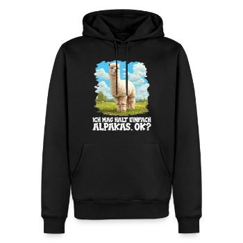 Alpaga Alpagas Alpaga - Sweat à capuche Premium bio Homme - noir - Devant - Nico (187cm)