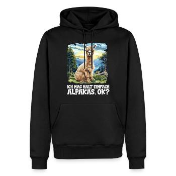 Alpaga Alpagas Alpaga - Sweat à capuche Premium bio Homme - noir - Devant - Nico (187cm)