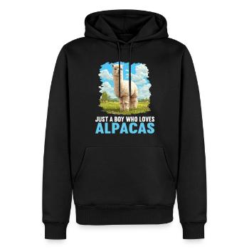 Alpaga Alpagas Alpaga - Sweat à capuche Premium bio Homme - noir - Devant - Nico (187cm)