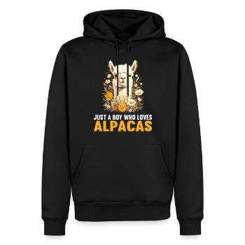 Alpaga Alpagas Alpaga - Sweat à capuche Premium bio Homme - noir - Devant - Nico (187cm)