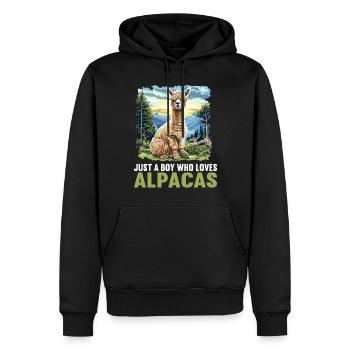 Alpaga Alpagas Alpaga - Sweat à capuche Premium bio Homme - noir - Devant - Nico (187cm)