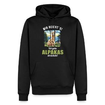 Alpaga Alpagas Alpaga - Sweat à capuche Premium bio Homme - noir - Devant - Nico (187cm)