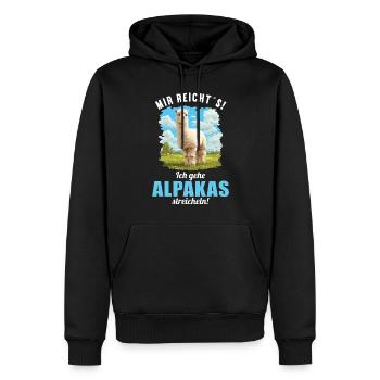 Alpaga Alpagas Alpaga - Sweat à capuche Premium bio Homme - noir - Devant - Nico (187cm)