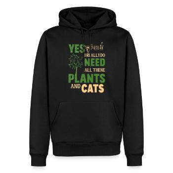 Plantes et chats Jardin Amoureux des plantes - Sweat à capuche Premium bio Homme - noir - Devant - Nico (187cm)