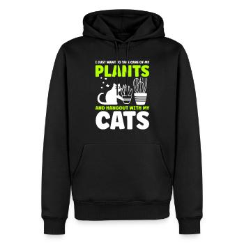 Plantes et chats Jardin Amoureux des plantes - Sweat à capuche Premium bio Homme - noir - Devant - Nico (187cm)