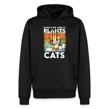 Plantes et chats Jardin Amoureux des plantes - Sweat à capuche Premium bio Homme - noir - Devant - Nico (187cm)