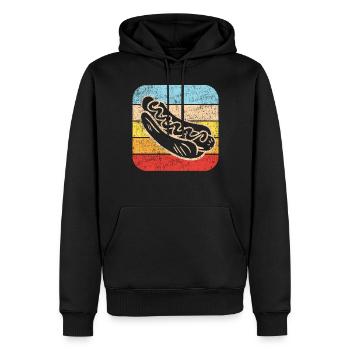Hot Dog Adulte Rétro Vintage - Sweat à capuche Premium bio Homme - noir - Devant - Nico (187cm)
