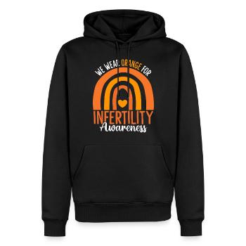 Orange Sensibilisation à l’infertilité Une FIV sur huit - Sweat à capuche Premium bio Homme - noir - Devant - Nico (187cm)