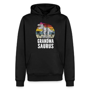 Omasaurus T Rex Dinosaurier Oma Nana - Männer Premium Bio Hoodie - Schwarz - Vorne - Nico (187cm)